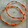 2mm Beaded Bracelet w/ Pattern of 3mm Orange Coral Beads
