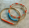 2mm Beaded Bracelet w/ Row of 3mm Orange Coral Beads