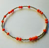 2mm Beaded Bracelet w/ Pattern of 3mm Orange Coral Beads