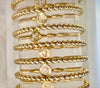 4mm 14k Yellow Gold Filled Bead Bracelet w/ Matching Initial Charm