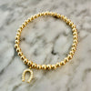 14k Yellow Gold Filled Beaded Bracelet w/ CZ Horse Shoe Charm