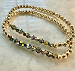 4mm Beaded Bracelet with a Row of Alexandrite Gemstones