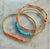 2mm Beaded Bracelet w/ Row of 3mm Orange Coral Beads