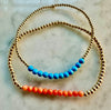 2mm Beaded Bracelet w/ Row of 3mm Orange Coral Beads