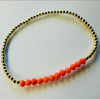 2mm Beaded Bracelet w/ Row of 3mm Orange Coral Beads