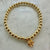 14k Yellow Gold Filled "Rose Bud" Charm Beaded Bracelet