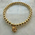 14k Yellow Gold Filled "Rose Bud" Charm Beaded Bracelet