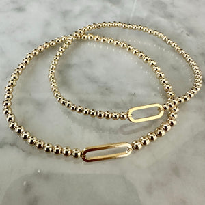 2.5mm Beaded Bracelet w/ Small Single Link Connector