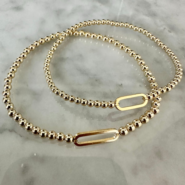 2.5mm Beaded Bracelet w/ Small Single Link Connector