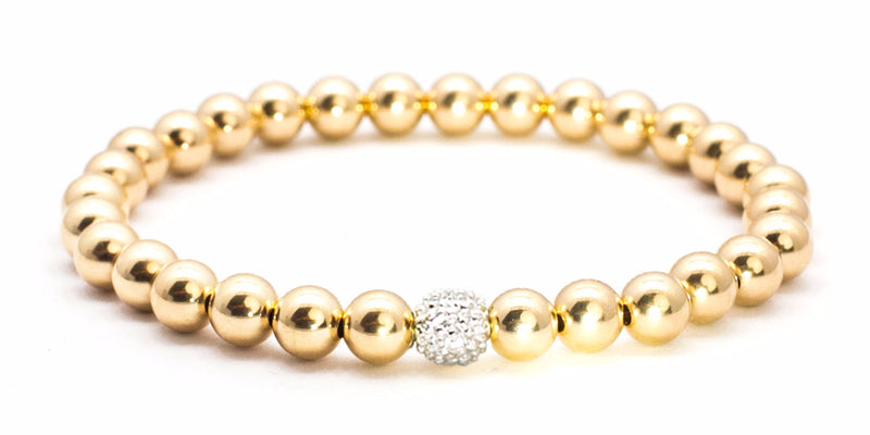 14 Kt Yellow Gold Filled Beaded Stretch Bracelet - Kelly and Rose Boutique