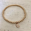 4mm Bead Stretch Bracelet with Matching Cubic Zirconia Moon Charm
