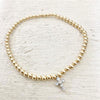 3mm Bead Stretch Bracelet with Sterling Silver/Cubic Zirconia Cross Charm
