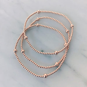 2mm Beaded Bracelet w/ Four 4mm Accent Beads Bundled Set of Three Bracelets