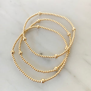 2mm Beaded Bracelet w/ Four 4mm Accent Beads Bundled Set of Three Bracelets