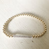 4mm Bead Stretch Bracelet with Sterling Silver/Cubic Zirconia Bar