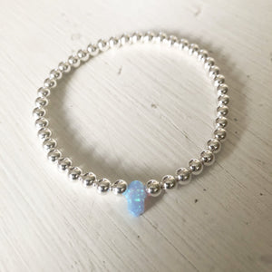 4mm Bead Stretch Bracelet with Opal Hamsa Bead