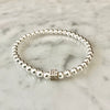 4mm Bead Stretch Bracelet with Matching Cubic Zirconia Pave' Cube Bead