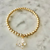 4mm YGF Beaded Stretch Bracelet with Crystal Butterfly Charm