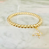 4mm YGF Beaded Stretch Bracelet with Crystal Butterfly Charm