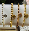 4mm 14k Yellow Gold Filled Bead Bracelet w/ Matching Initial Charm