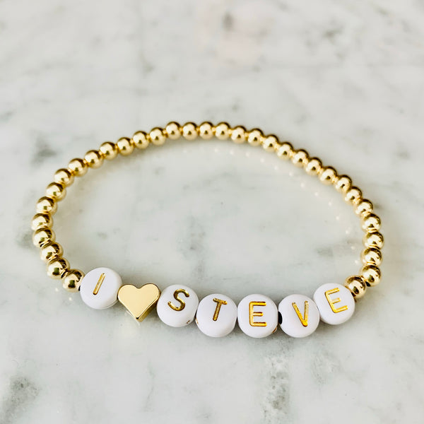 4mm Beaded "I(HEART)....." Custom Bracelet