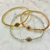 4mm Beaded Bracelet w/ New Matching CZ Evil Eye Connector