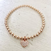 4mm Bead Stretch Bracelet with Matching Cubic Zirconia Heart Charm