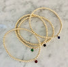 3mm Beaded Bracelet with one 4mm Gemstone Charm