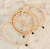 3mm Beaded Bracelet with one 4mm Gemstone Charm