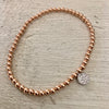 4mm Bead Stretch Bracelet with Silver/Cubic Zirconia Round Disc Charm