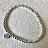 3mm Bead Stretch Bracelet with Matching Cubic Zirconia Round Disc Charm