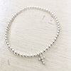 3mm Bead Stretch Bracelet with Matching Cubic Zirconia Cross Charm