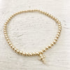 3mm Bead Stretch Bracelet with Matching Cubic Zirconia Cross Charm