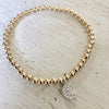 4mm Bead Stretch Bracelet with Silver/Cubic Zirconia Moon Charm
