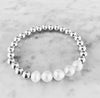 5mm Beaded Stretch Bracelet with Row of Fresh Water Pearls