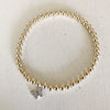 4mm Beaded Stretch Bracelet with Silver/Cubic Zirconia Butterfly Charm