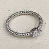 Sterling Silver Braided Ring with Clear CZ Center Stone
