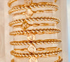 4mm 14k Rose Gold Filled Bead Bracelet w/ Matching Initial Charm