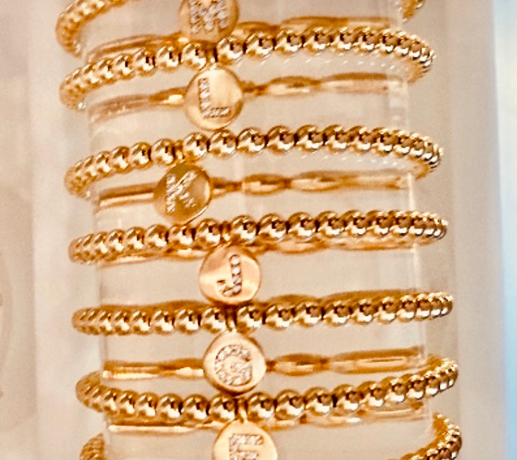 Gold Ball Bracelets | 14K Gold Filled Stretch Bracelets 3mm / 7.5 (Women's L)