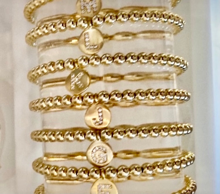 14K Gold Initial Bracelet 14K Yellow Gold / 7 - 7.5