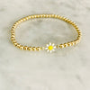 3mm Bead Stretch Bracelet with Enamel "Daisy" Connector