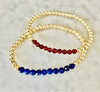 4mm Beaded Bracelet with a Row of Lapis Gemstones