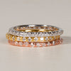 Sterling Silver and CZ Tri-Color Eternity Band Set