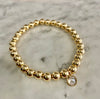 Beaded "CZ Bezel Charm" Bracelet