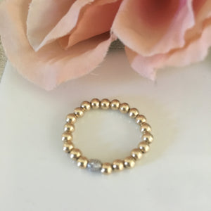 Beaded Stackable Ring w/ Pave' Diamond Bead