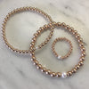 Beaded Stackable Ring w/ One Fresh Water Pearl