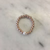 Beaded Stackable Ring w/ One Fresh Water Pearl