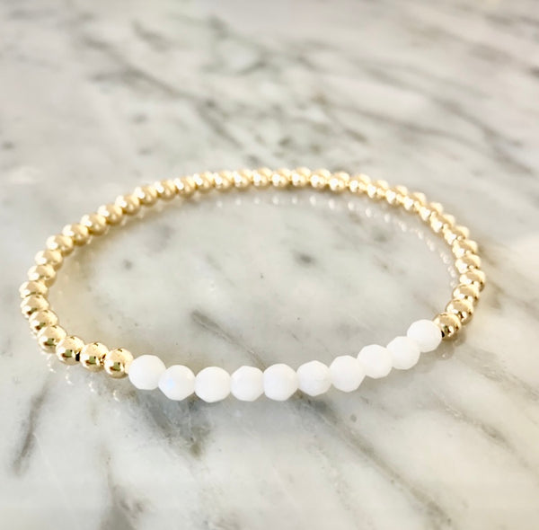 Beaded Bracelets with White Jade Gemstones