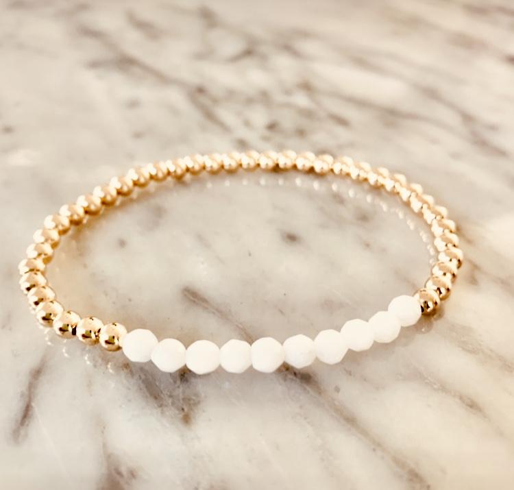 Beaded Bracelets with White Jade Gemstones Kelly and Rose Boutique