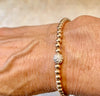 4mm Beaded Bracelet Adorned with a 6mm SS/CZ Pave' Bead